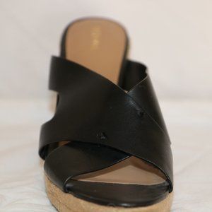 MERONA ESPADRILLES BLACK WEDGES SIZE 9 1/2 USED